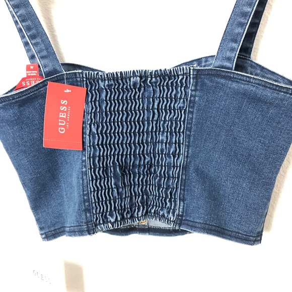 GUESS NWT Bustier Denim Jeans Crop top - Picture 6 of 8